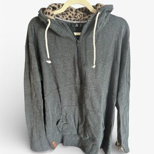 Gray & Leopard Print hoodie